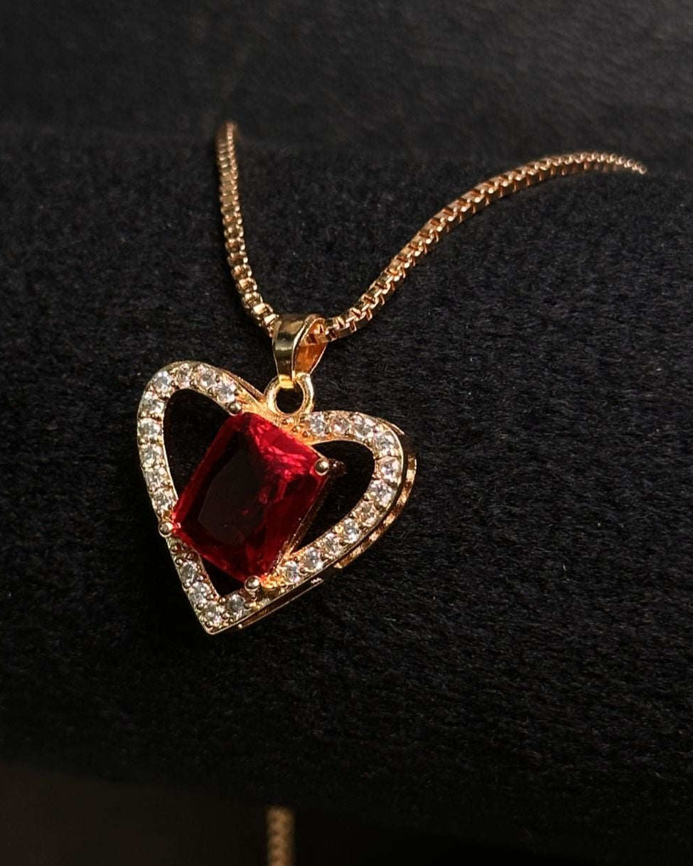 Long Red Gem Stone Necklace
