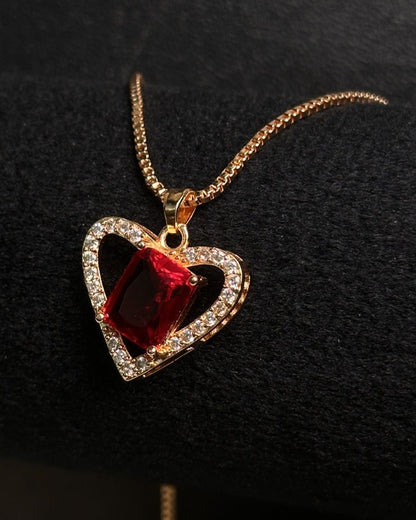 Long Red Gem Stone Necklace