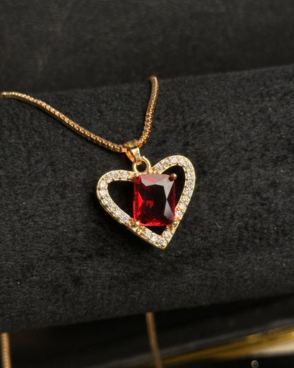 Long Red Gem Stone Necklace