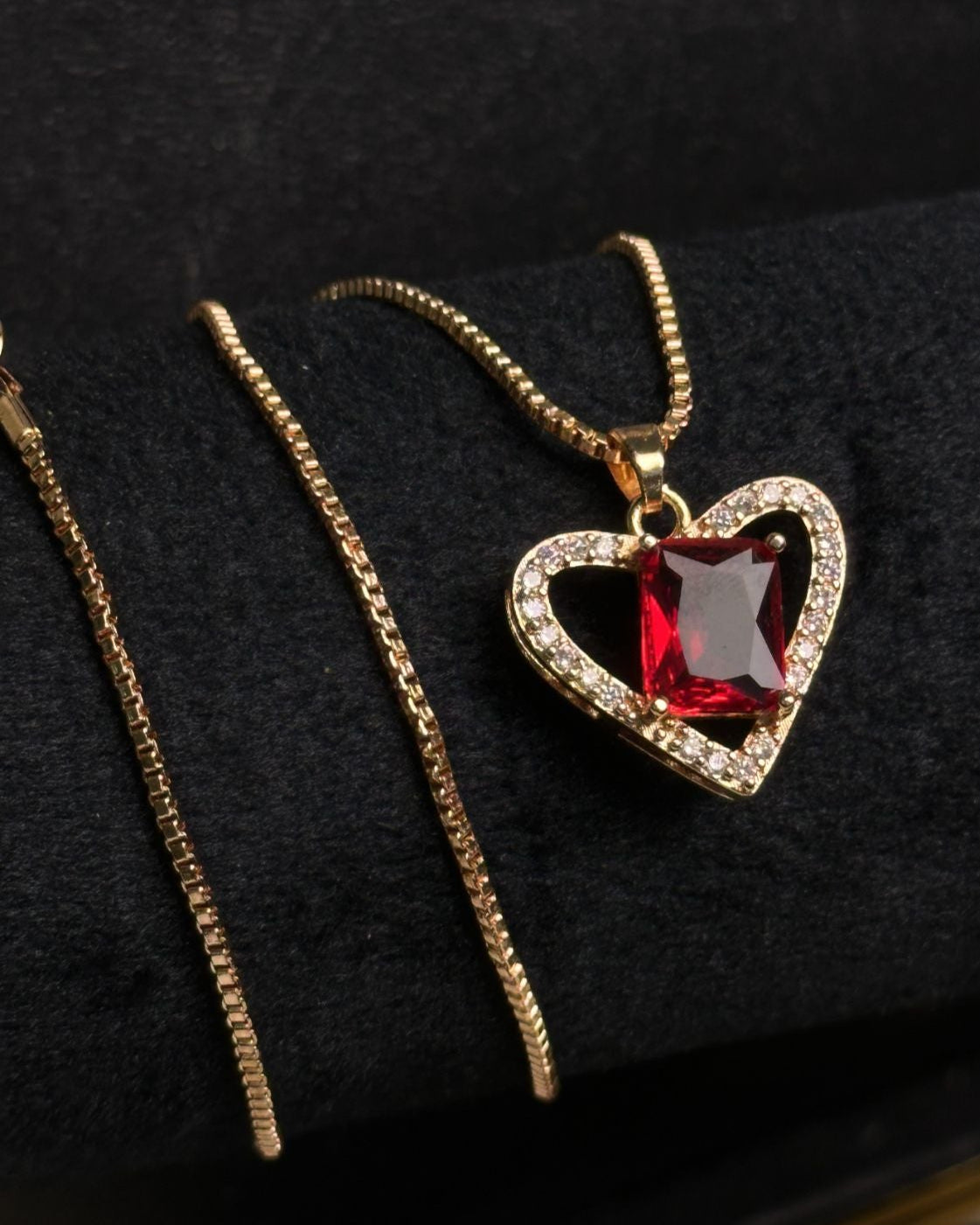 Long Red Gem Stone Necklace