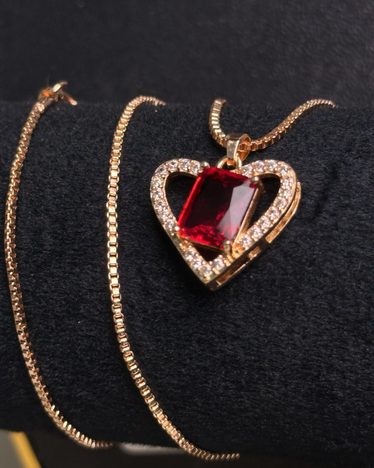 Long Red Gem Stone Necklace