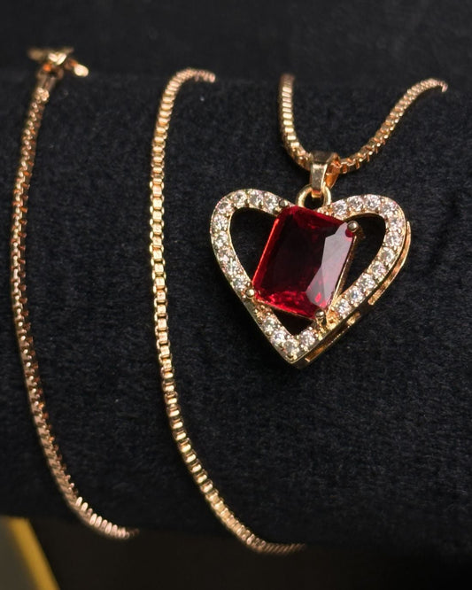 Long Red Gem Stone Necklace