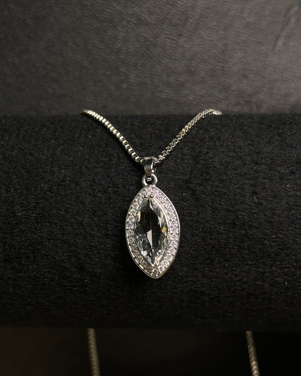 Long Marquise Necklace Silver