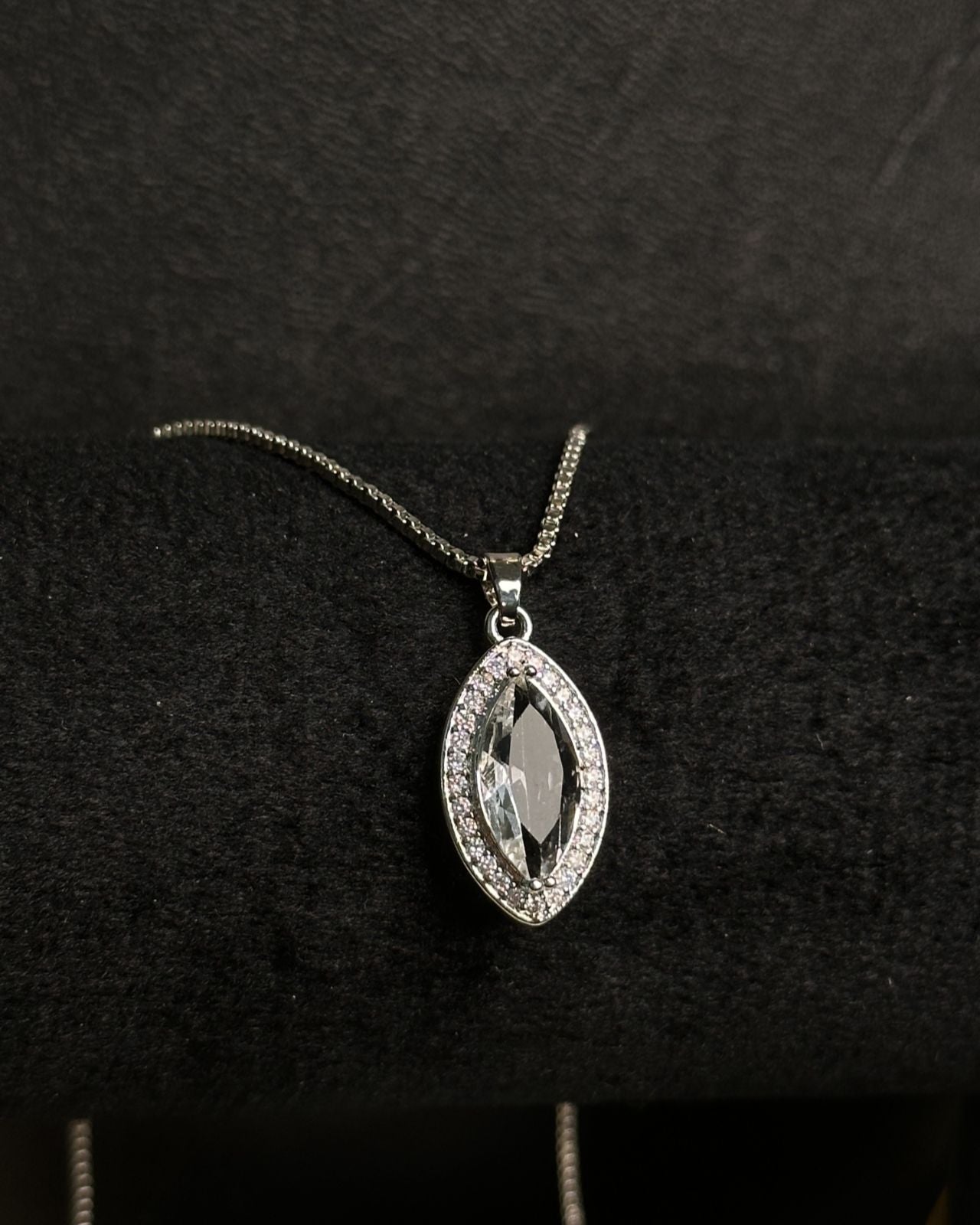 Long Marquise Necklace Silver