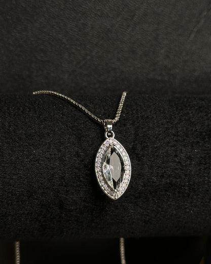 Long Marquise Necklace Silver