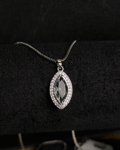 Long Marquise Necklace Silver