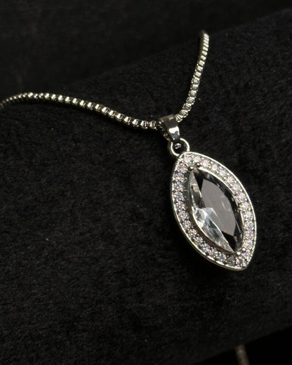 Long Marquise Necklace Silver