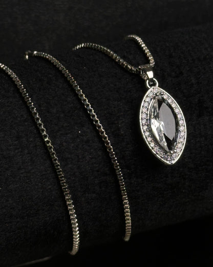 Long Marquise Necklace Silver