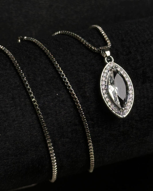 Long Marquise Necklace Silver