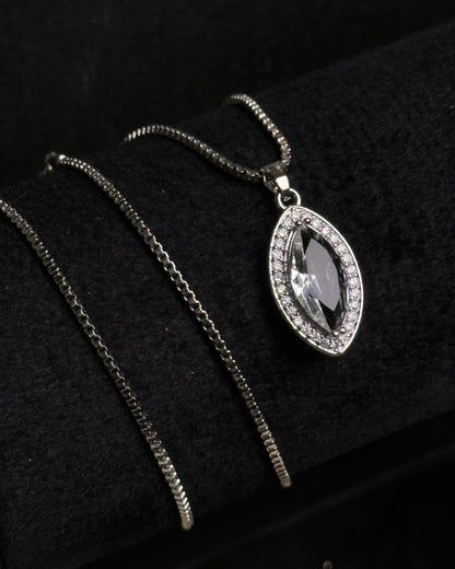 Long Marquise Necklace Silver