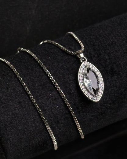 Long Marquise Necklace Silver