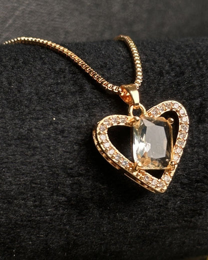 Long Golden Gem Stone Necklace