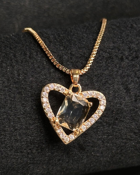 Long Golden Gem Stone Necklace