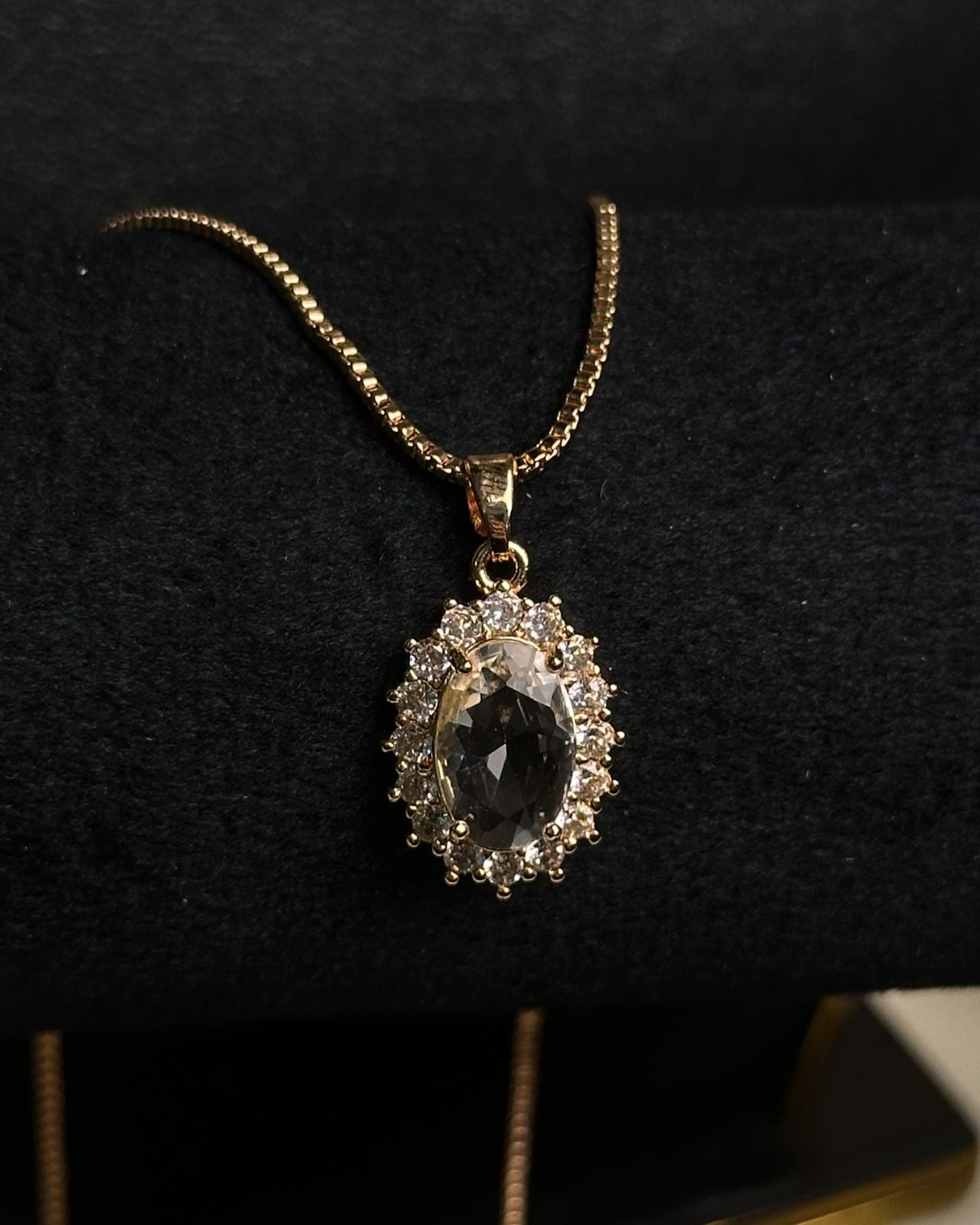 Long Oval-Shaped Halo Necklace