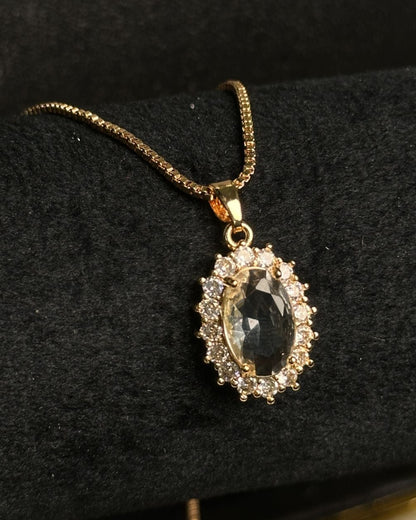 Long Oval-Shaped Halo Necklace