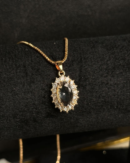Long Oval-Shaped Halo Necklace