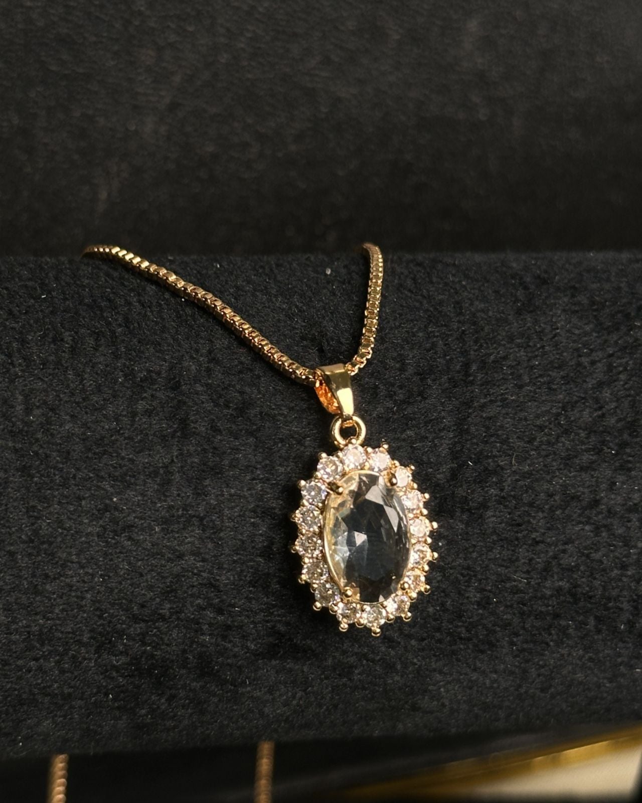 Long Oval-Shaped Halo Necklace