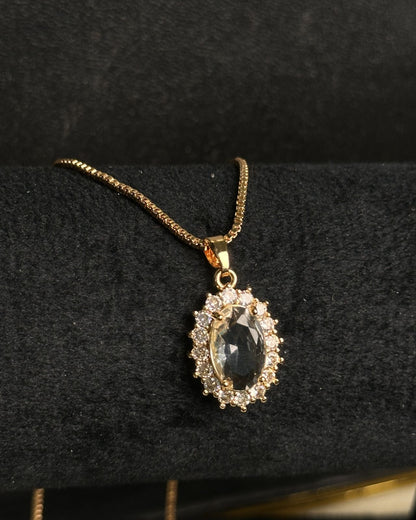 Long Oval-Shaped Halo Necklace