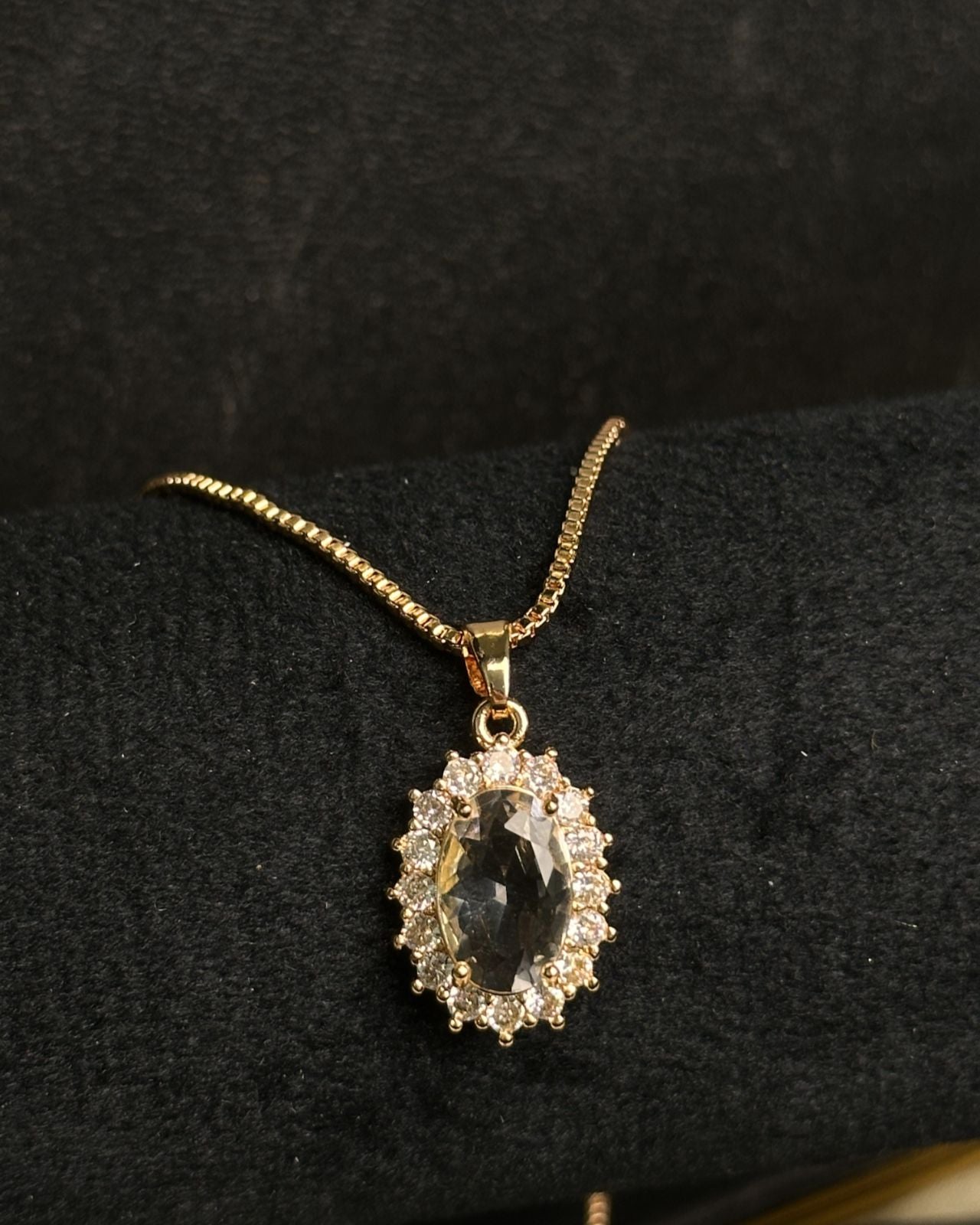 Long Oval-Shaped Halo Necklace