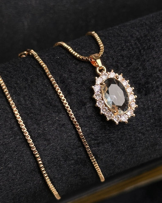 Long Oval-Shaped Halo Necklace