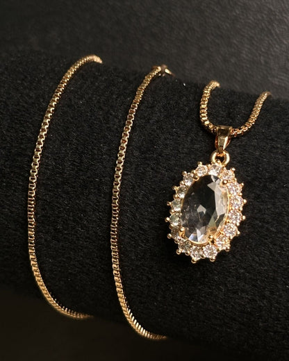 Long Oval-Shaped Halo Necklace