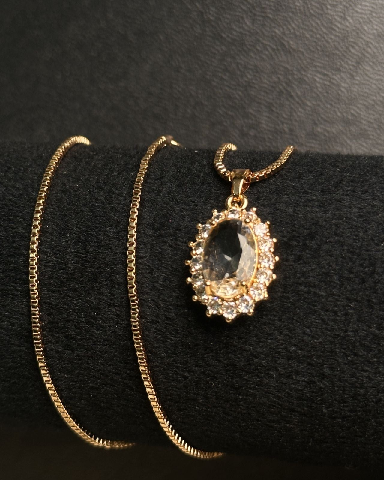 Long Oval-Shaped Halo Necklace