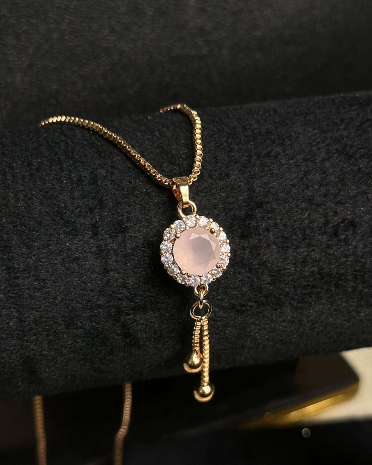 Long Pink Circle Necklace