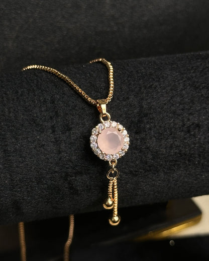 Long Pink Circle Necklace