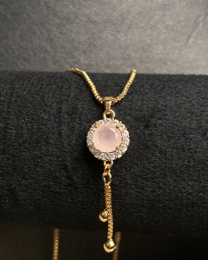 Long Pink Circle Necklace