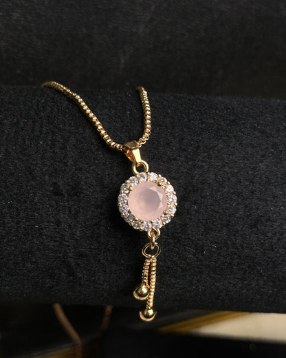 Long Pink Circle Necklace