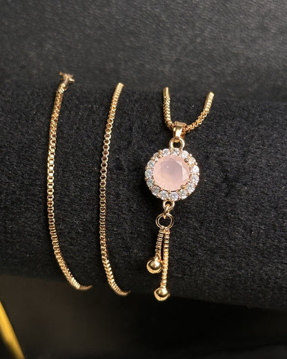 Long Pink Circle Necklace