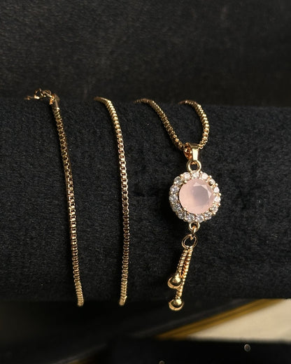 Long Pink Circle Necklace