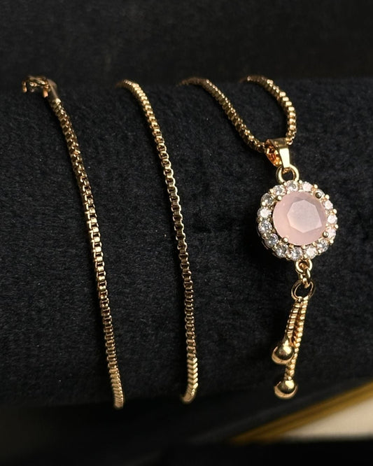 Long Pink Circle Necklace