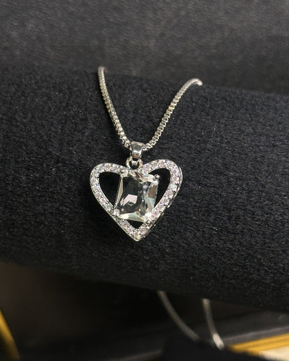 Long White Gem Stone Necklace