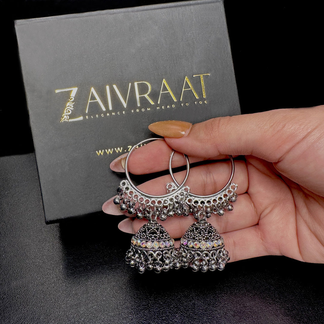 Silver Oxidized  Jhumka