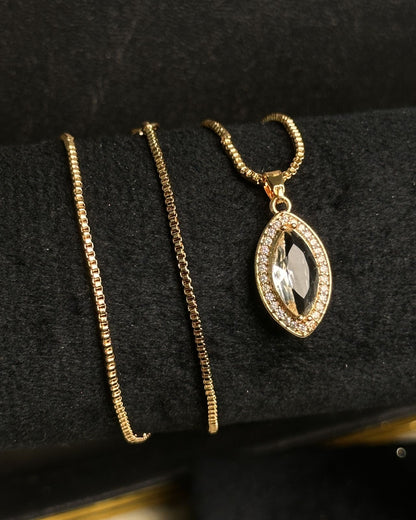 Long Marquise Necklace Golden