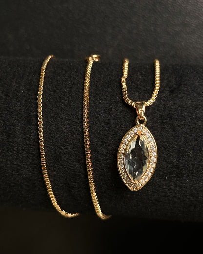 Long Marquise Necklace Golden