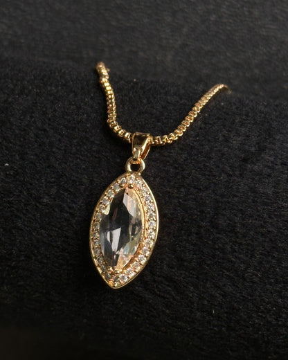 Long Marquise Necklace Golden