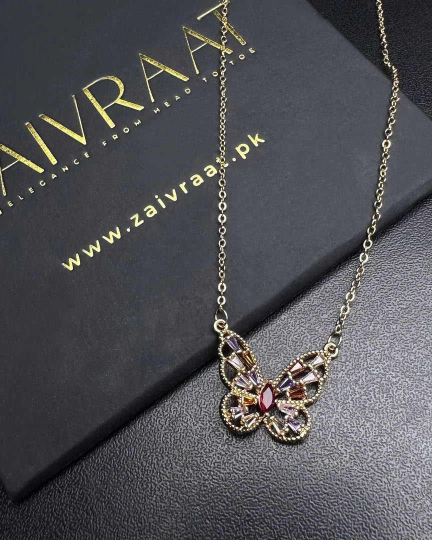 Gold-Plated Butterfly Pendant - Zaivraat