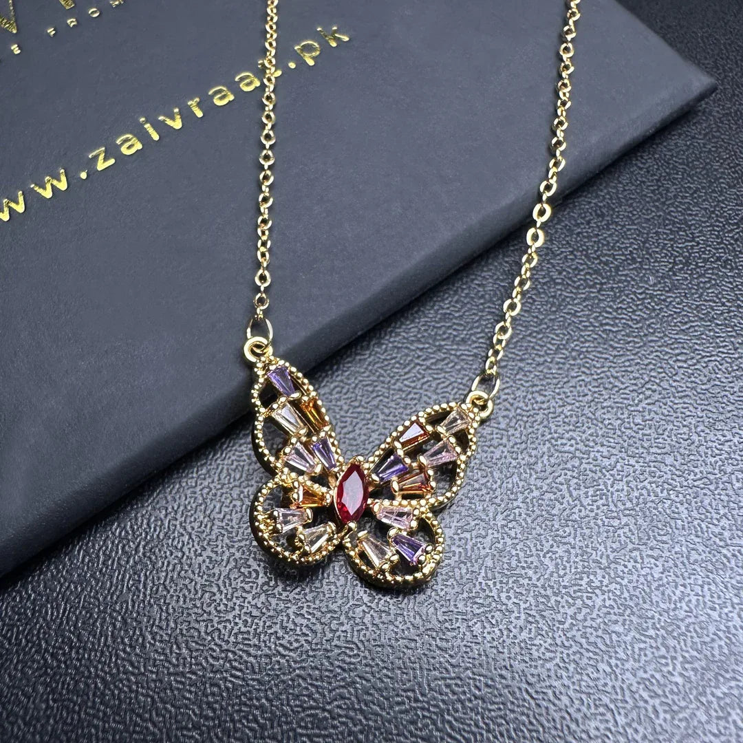 Gold-Plated Butterfly Pendant - Zaivraat