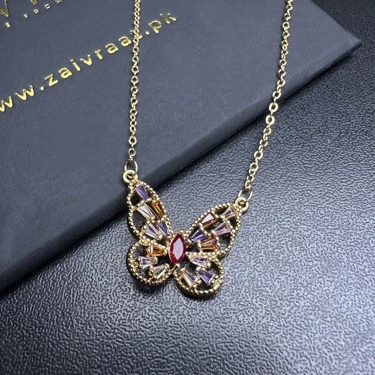 Gold-Plated Butterfly Pendant - Zaivraat