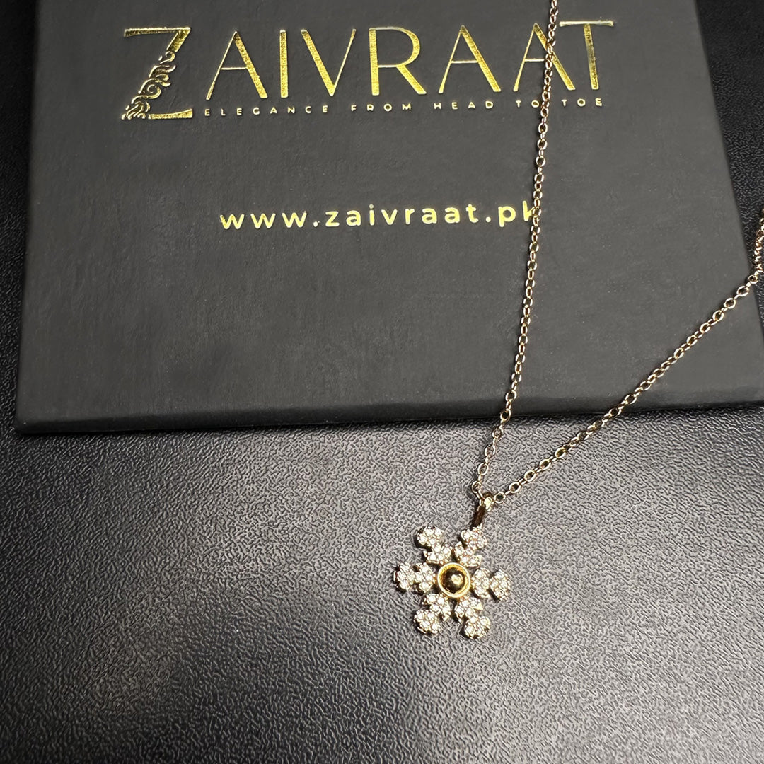 Gold-Plated Floral Zircon Pendant