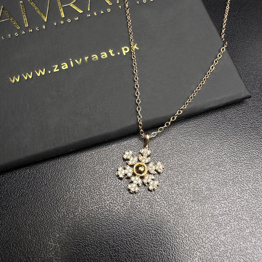 Gold-Plated Floral Zircon Pendant