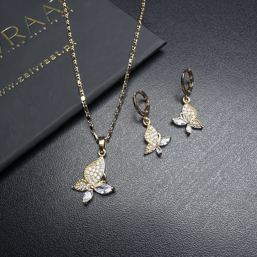 Butterfly Necklace & Earrings Set