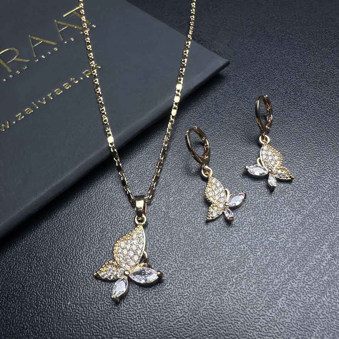 Butterfly Necklace & Earrings Set