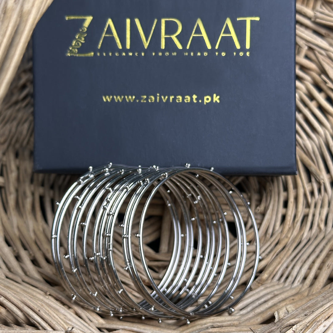 Silver Steel  Dotted Bangles