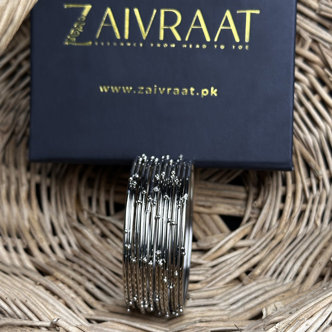 Silver Steel  Dotted Bangles