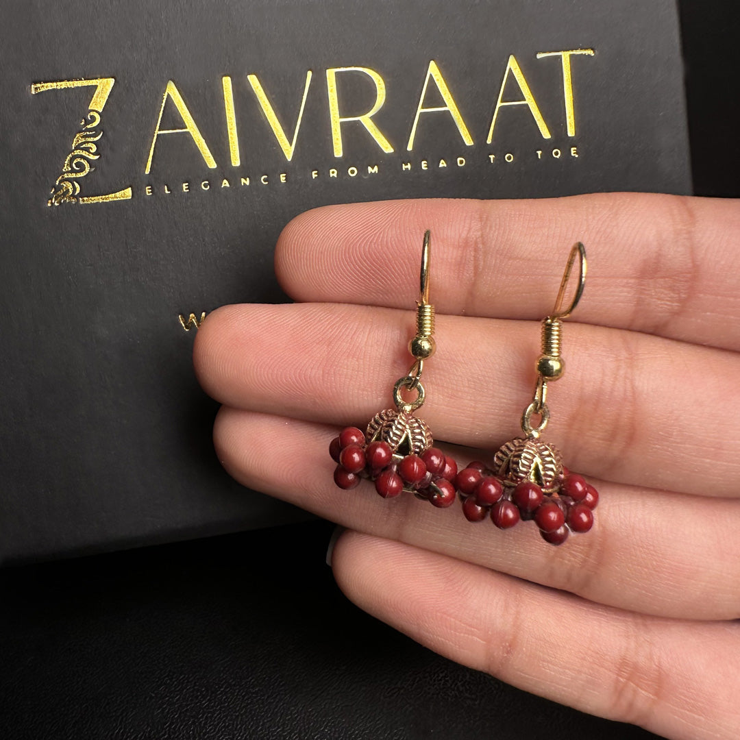 Tiny Red Bead Jhumki