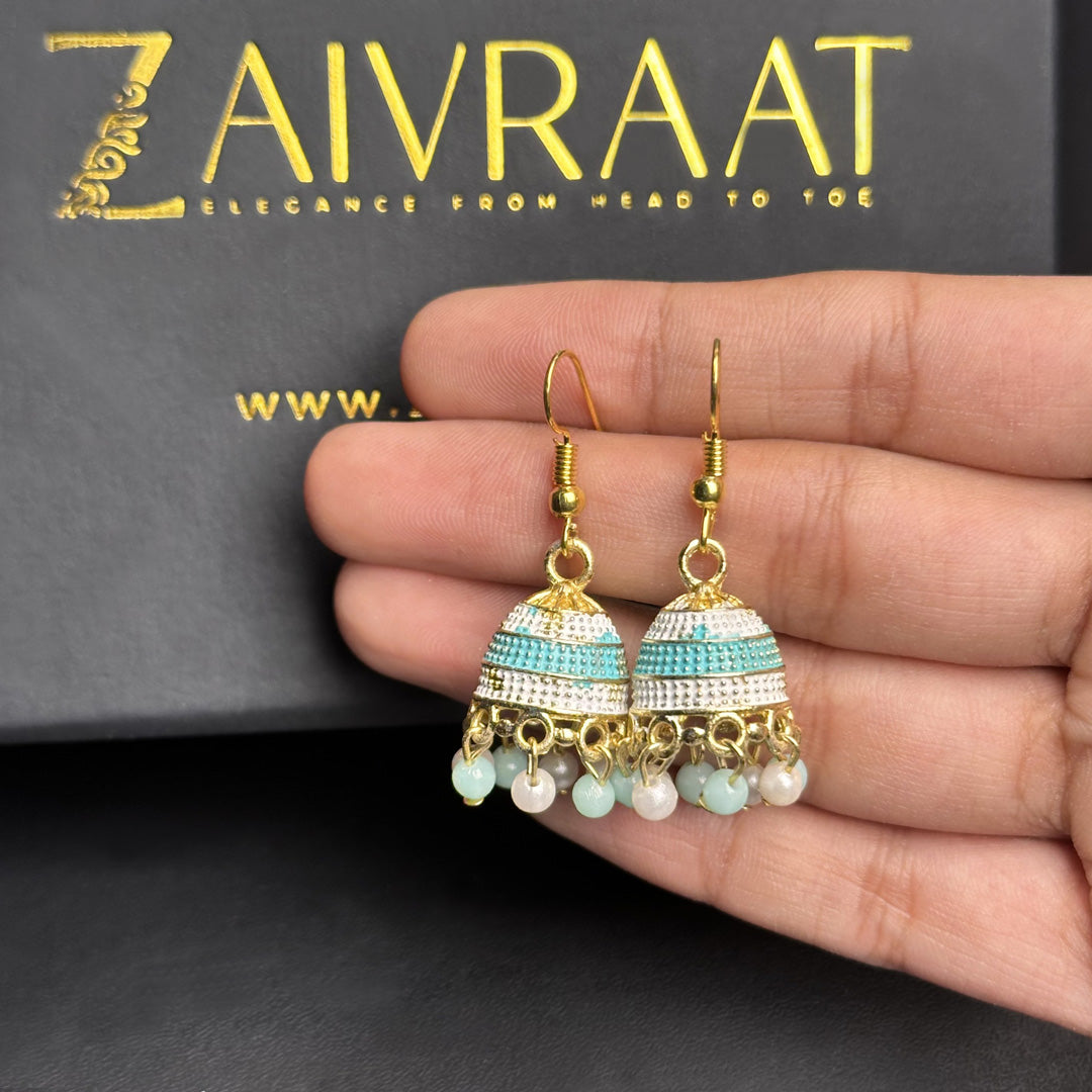 Sea Green Beaded Jhumki