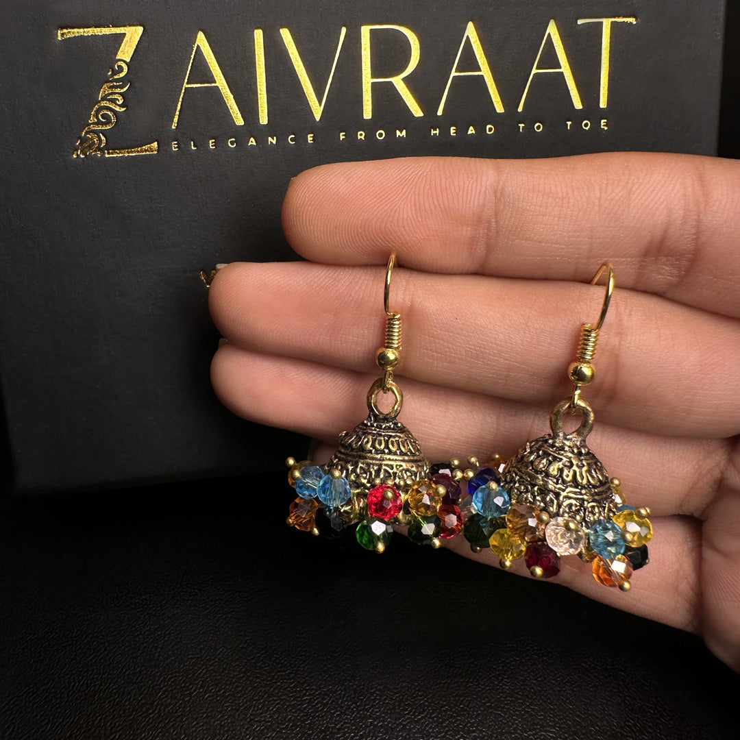 Multi Pearl  Antique Jhumki